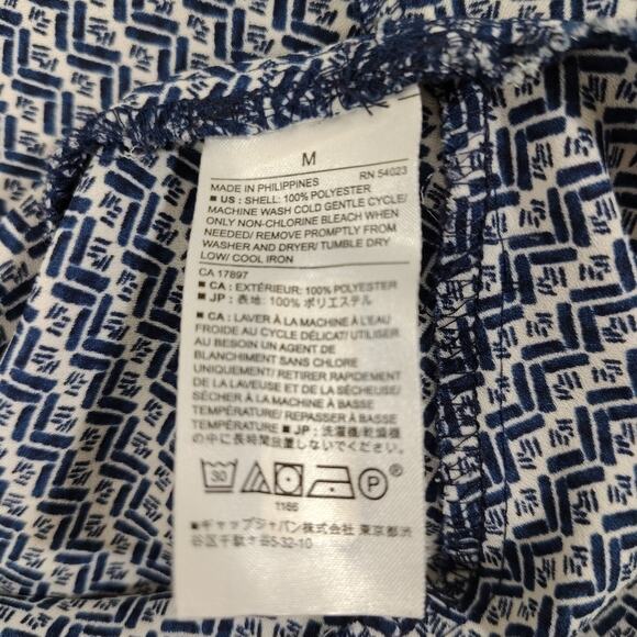 Banana Republic Factory Peplum Bell Sleeve Blouse Blue and White Chevron Medium‎ - Picture 9 of 15